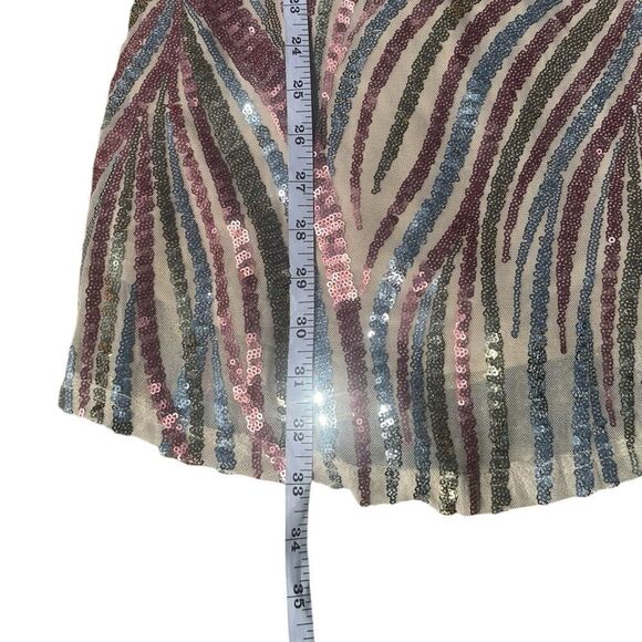 Selfie Leslie Karma Long Sleeve Keyhole Back Pink & Gold Sequin Dress Size XS - Picture 11 of 13